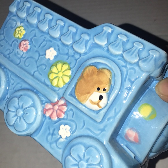 Vintage Choo Choo train planter in blue/teddy bear - Picture 10 of 11